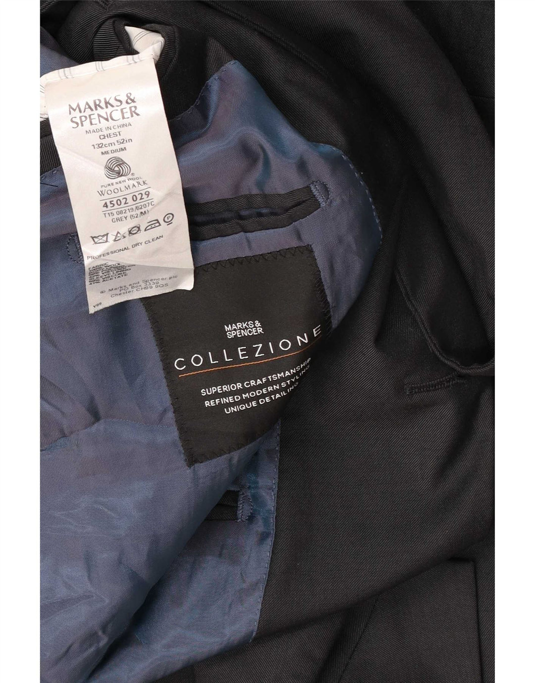 Marks & Spencer Herren-Blazer mit 3 Knöpfen, UK 52, 3XL, graue Wolle