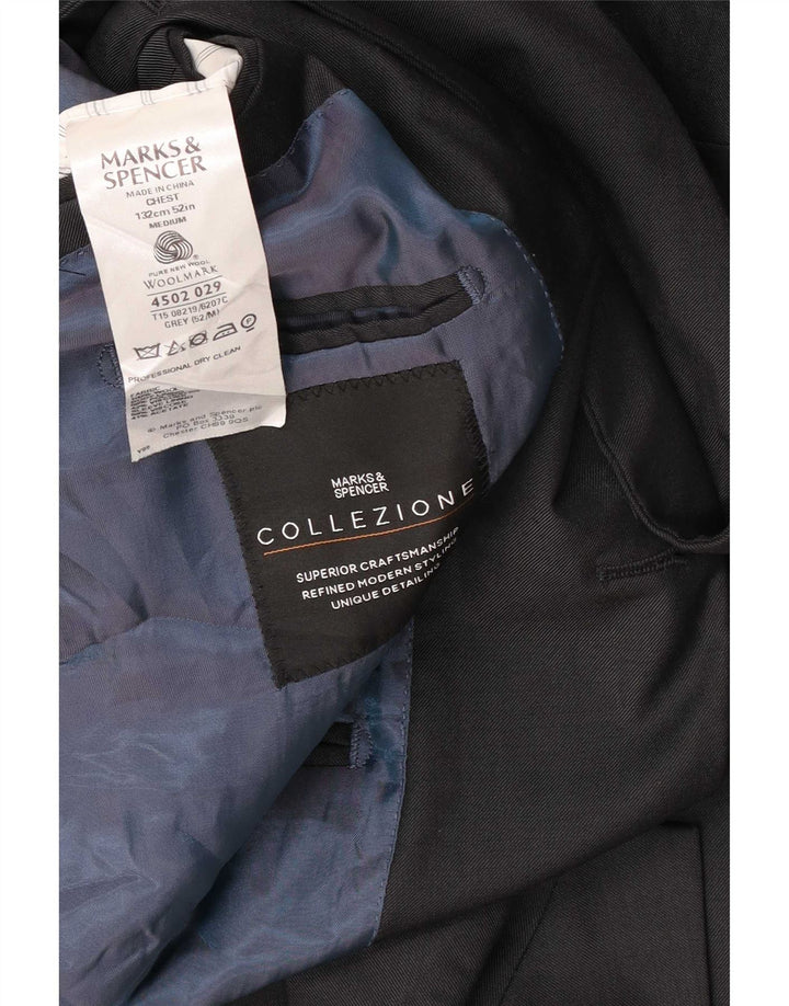 Marks & Spencer Herren-Blazer mit 3 Knöpfen, UK 52, 3XL, graue Wolle