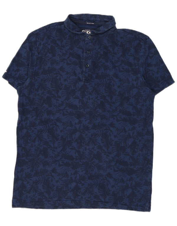 Superdry Herren-Poloshirt XL aus marineblauer Baumwolle mit Blumenmuster