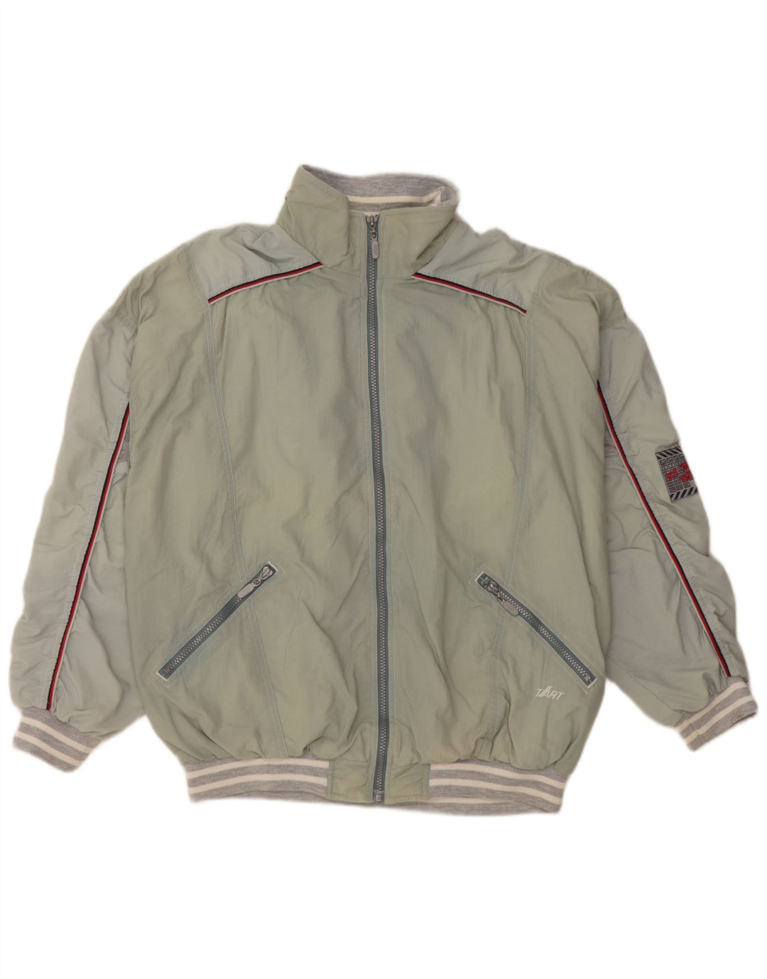 VINTAGE Herren-Trainingsanzug-Top-Jacke, groß, grün, Farbblock