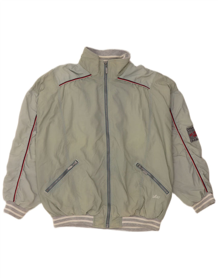 VINTAGE Herren-Trainingsanzug-Top-Jacke, groß, grün, Farbblock