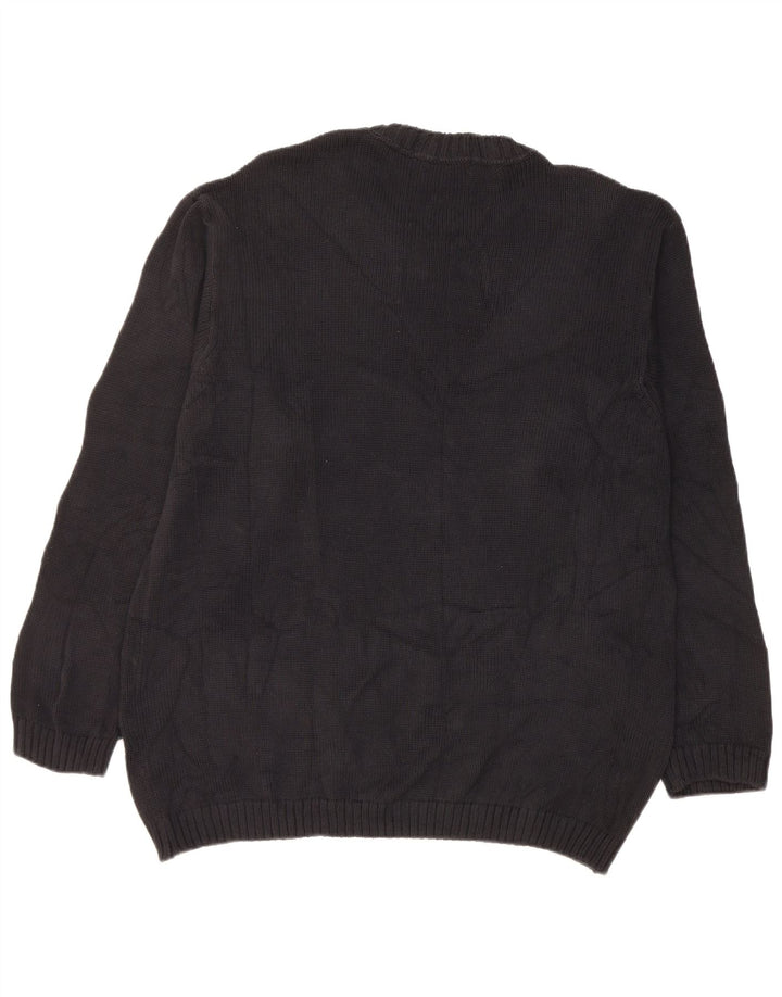 Marks & Spencer Herren-Pullover mit Rundhalsausschnitt, Größe L, aus schwarzer Baumwolle