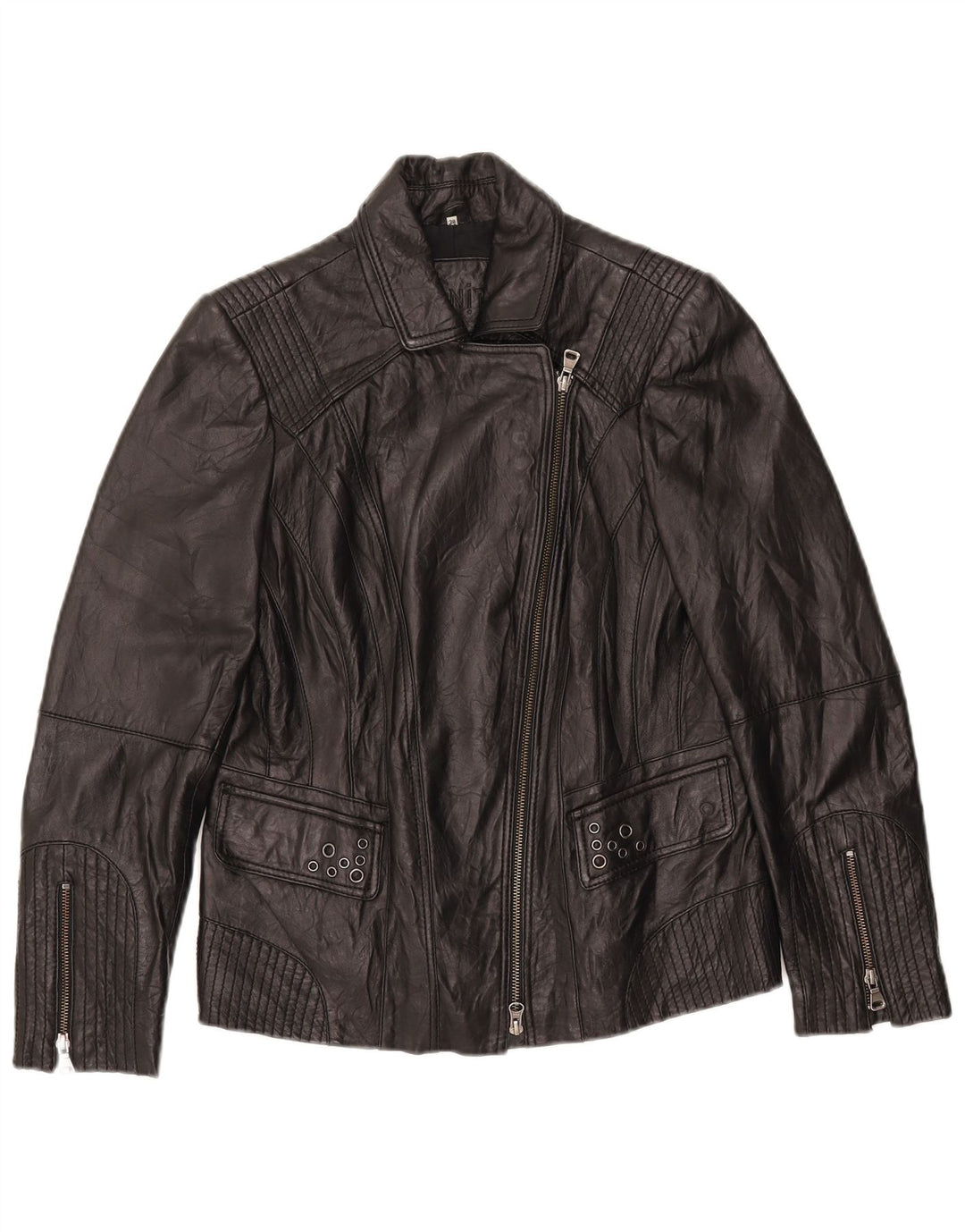 BONITA Damen-Bikerjacke aus Leder, EU 38, mittelschwarzes Lammleder