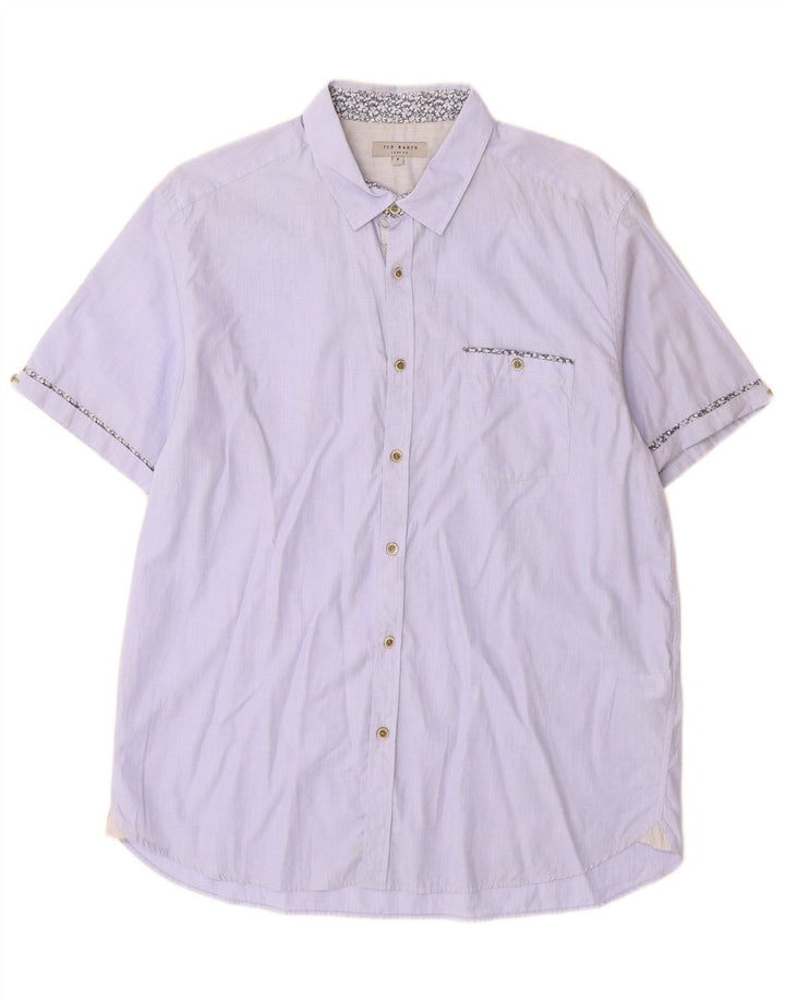 Ted Baker Herren Kurzarmhemd Größe 5 XL Blaue Baumwolle