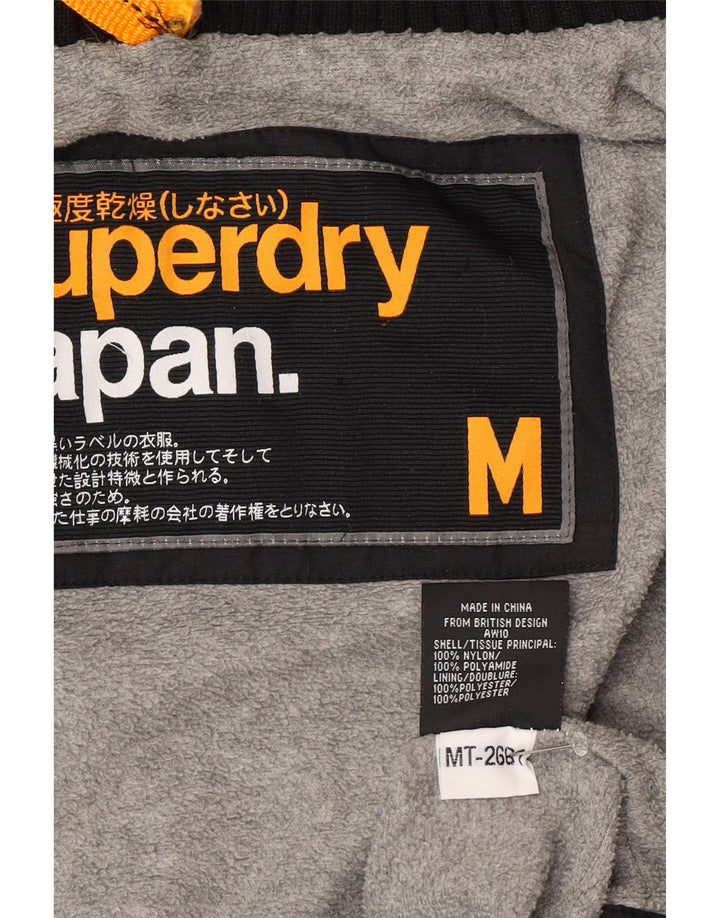 SUPERDRY Womens Hooded Rain Jacket UK 38 Medium Black Nylon