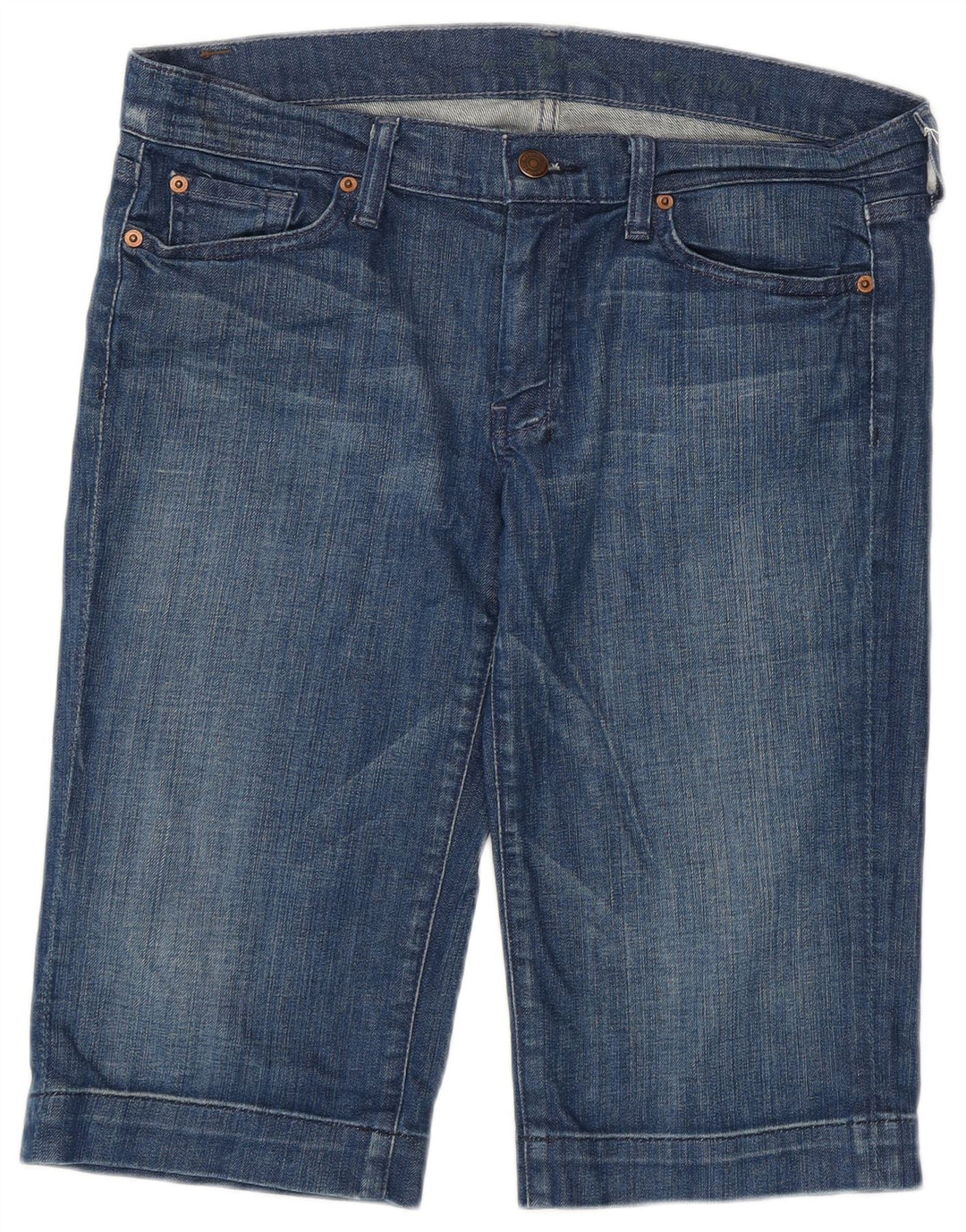 7 For All Mankind Damen Jeansshorts W31 Mittelblaue Baumwolle
