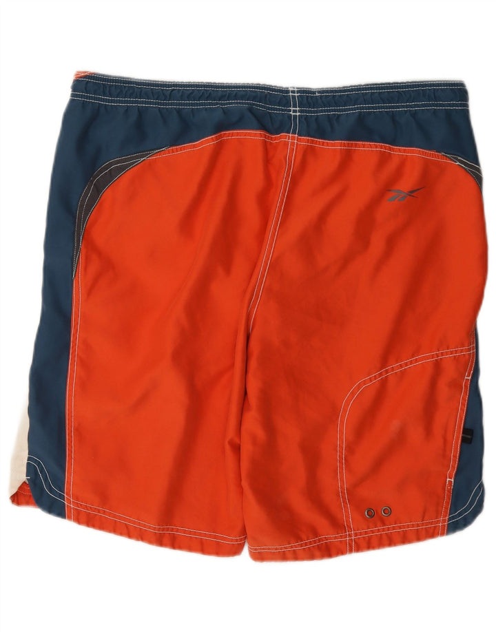 Reebok Herren-Badeshorts mit Grafik, mittelorangefarbenes Farbblock-Polyester