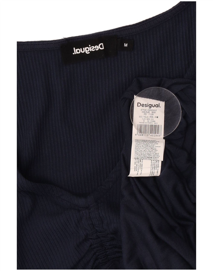 Desigual Damen A-Linien-Kleid mit abstraktem Muster, UK 12, mittelblaue Viskose