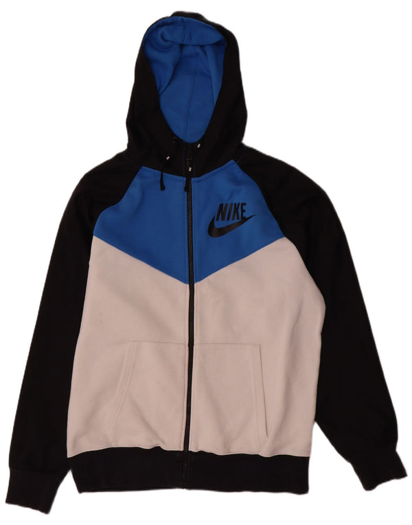 Nike Herren-Kapuzenpullover mit grafischem Reißverschluss, groß, mehrfarbig, Colourblock-Baumwolle