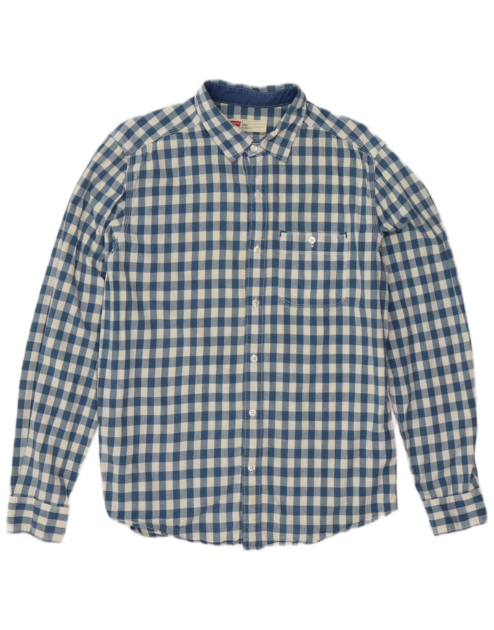 Levi's Herren-Hemd in Standard-Passform aus mittelblauer Gingham-Baumwolle