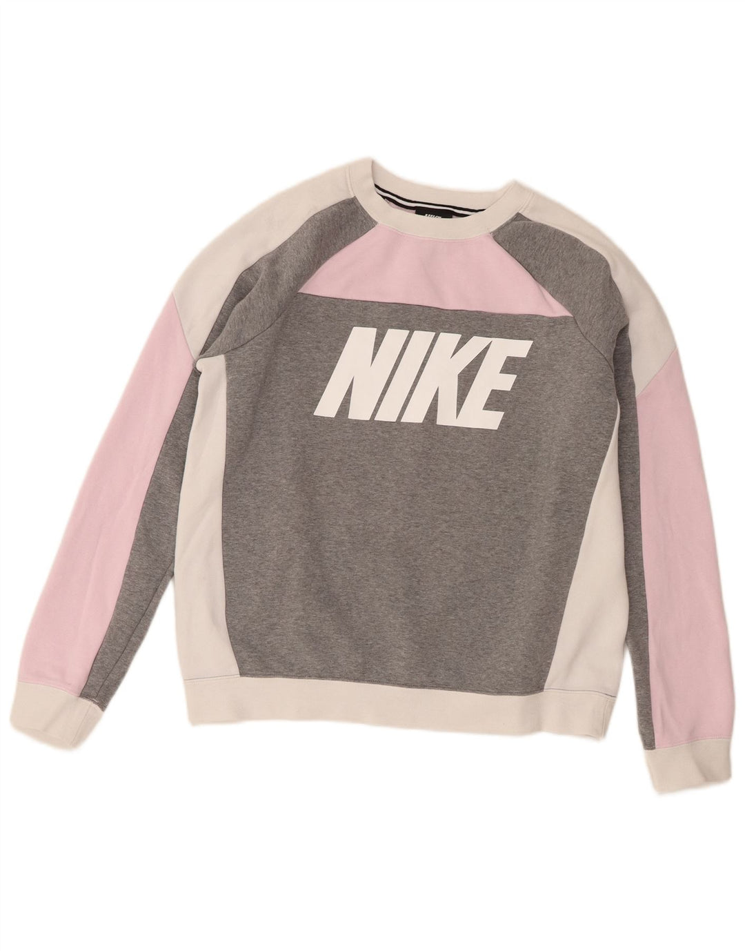 Nike Womens Graphic Sweatshirt Pullover UK 14 Mittelrosa Farbblock