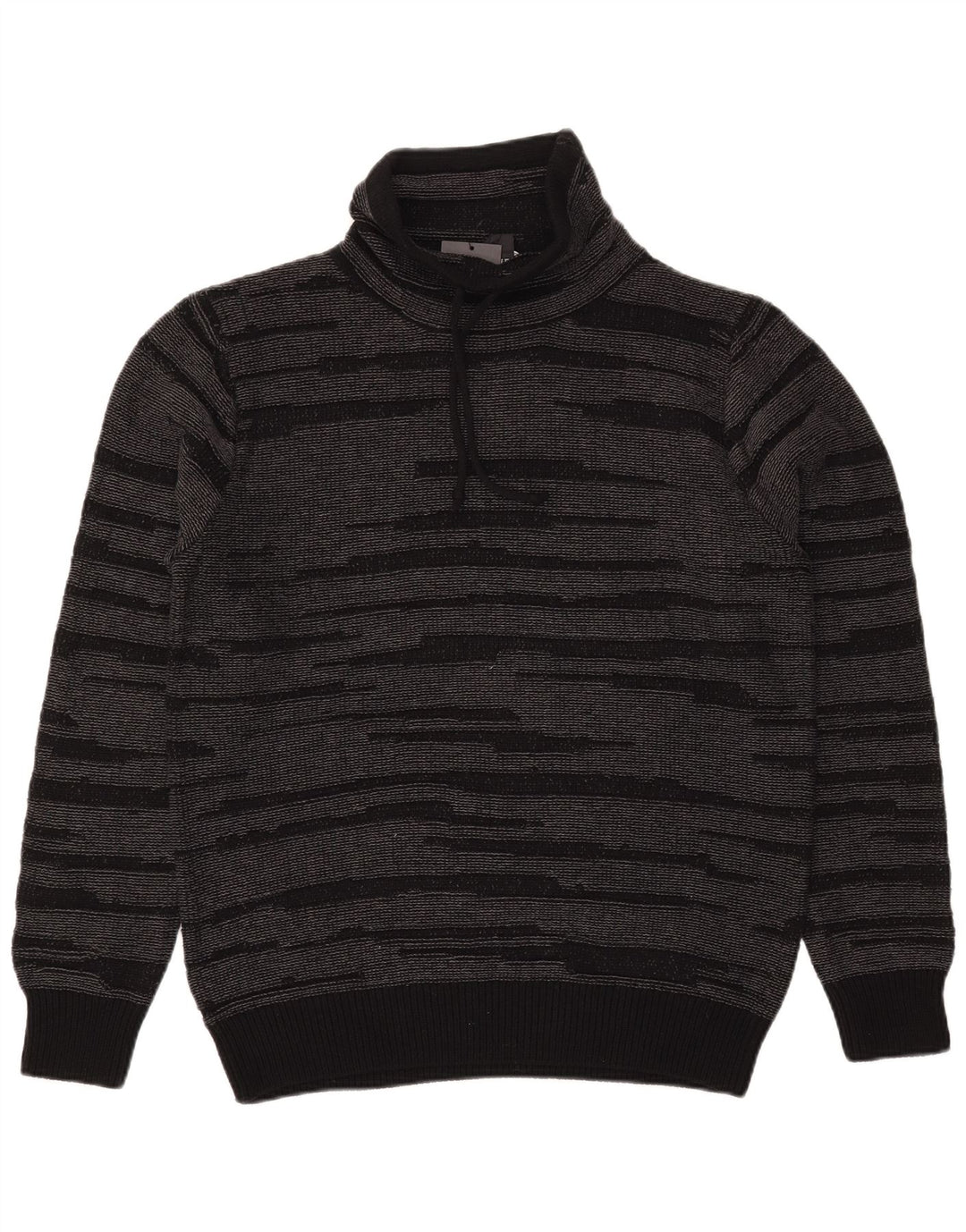 Dkny Herren-Pullover mit Rollkragen, mittelschwarz, gestreift, Baumwolle