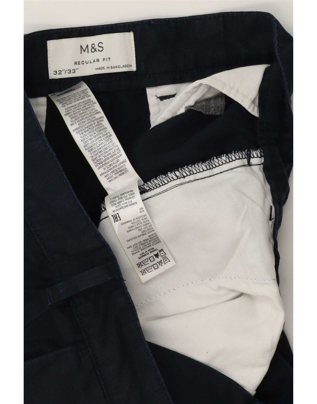 Marks & Spencer Herren-Chinohose mit normaler Passform, W32 L33, marineblaues Leinen
