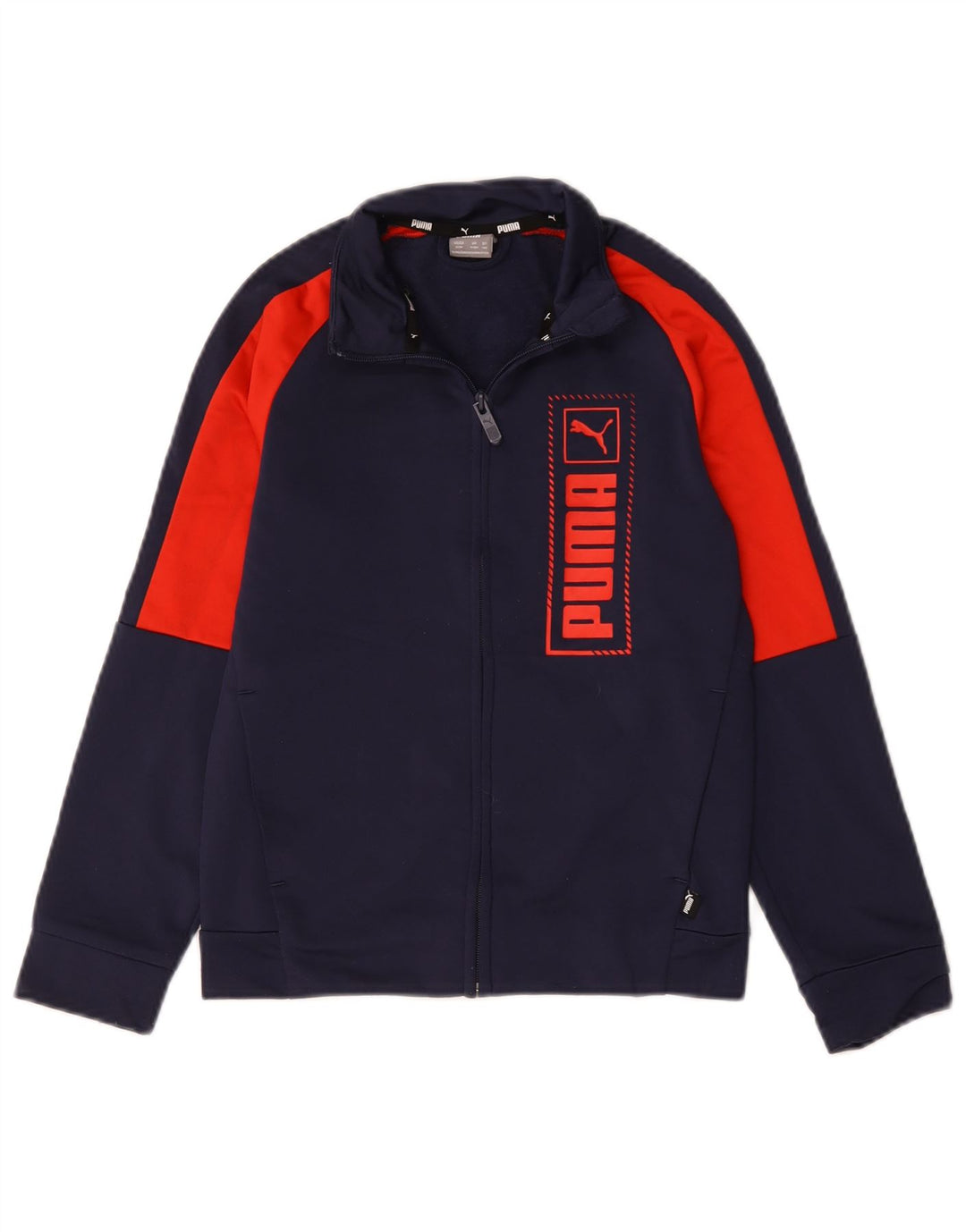 PUMA Jungen Grafik-Trainingsanzug-Top-Jacke, 9–10 Jahre, Marineblau, Farbblock