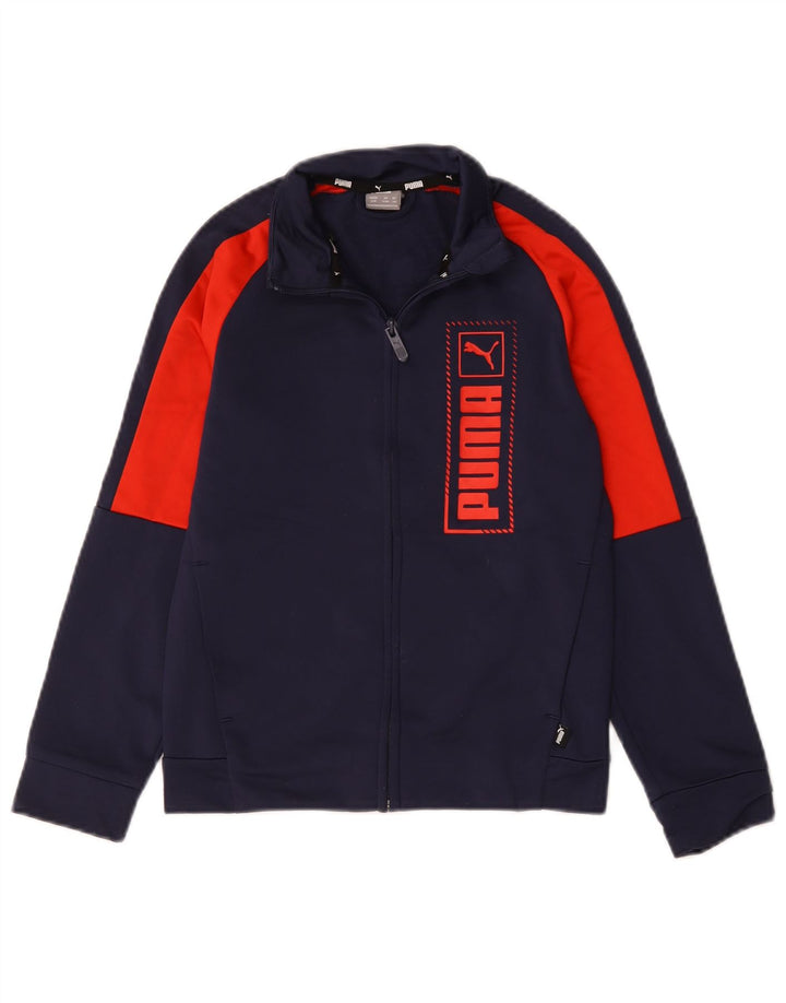 PUMA Jungen Grafik-Trainingsanzug-Top-Jacke, 9–10 Jahre, Marineblau, Farbblock