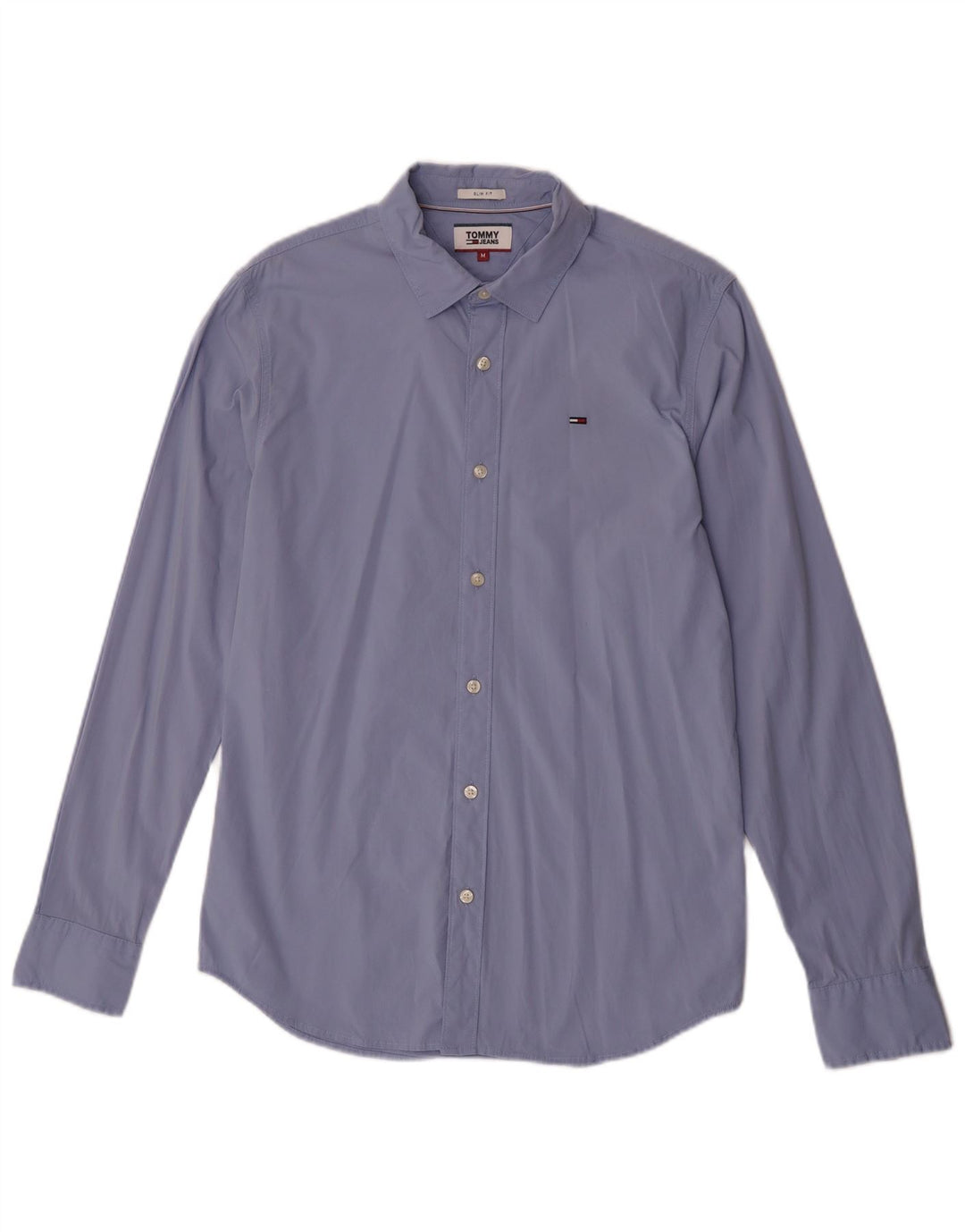 Tommy Hilfiger Herren-Slim-Fit-Hemd aus mittelblauer Baumwolle