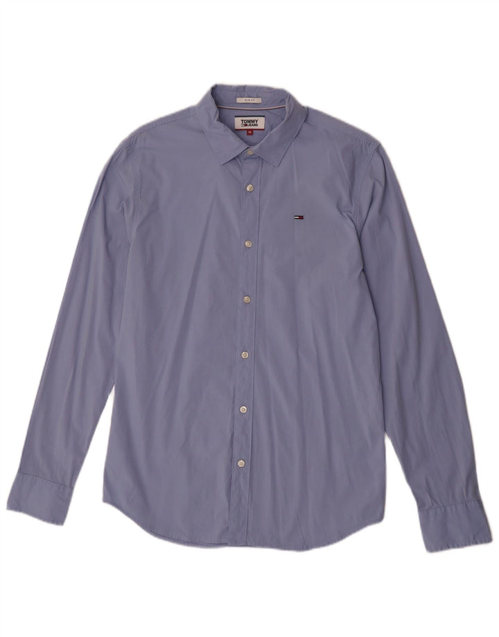 Tommy Hilfiger Herren-Slim-Fit-Hemd aus mittelblauer Baumwolle
