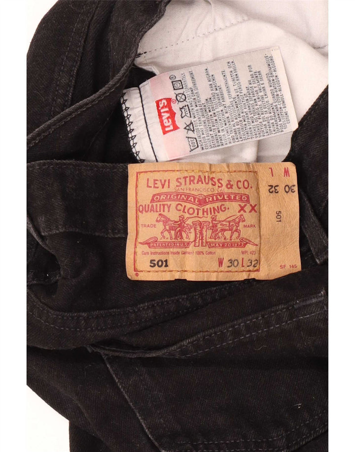 Levi's Herren 501 Straight Jeans W30 L32 Schwarze Baumwolle