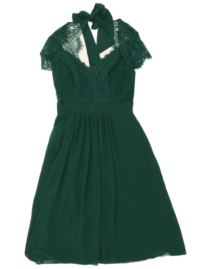LIPSY Womens Lace A-Line Dress UK 10 Small Green Polyester