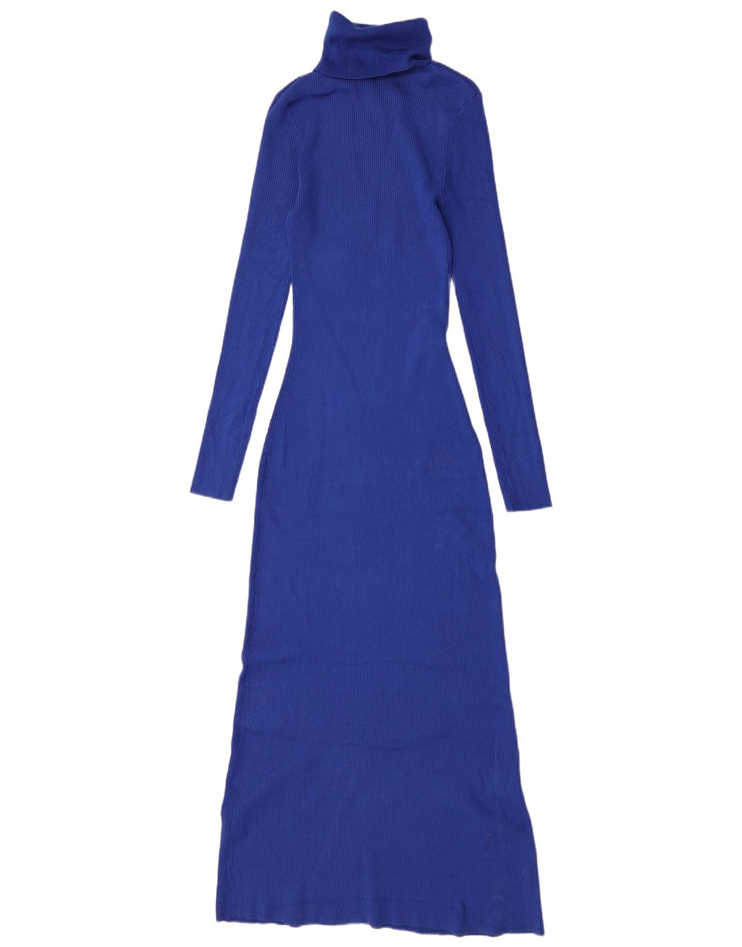 Zara Damen Langarm-Maxikleid UK 12 Mittelblaue Viskose