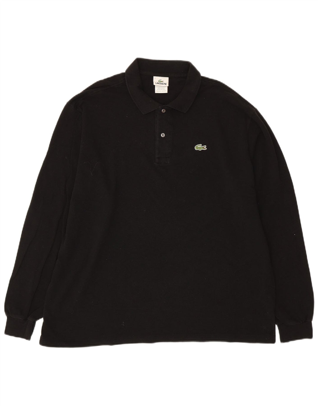 LACOSTE Herren-Langarm-Poloshirt, Größe 7 2XL, schwarze Baumwolle