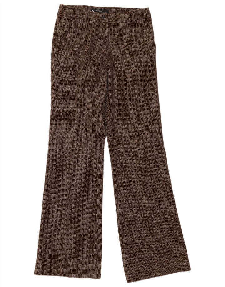 Max Mara Damen-Wochenend-2-teiliger Anzug, UK 8, S, W28, L33, Braun, Fischgrätenmuster