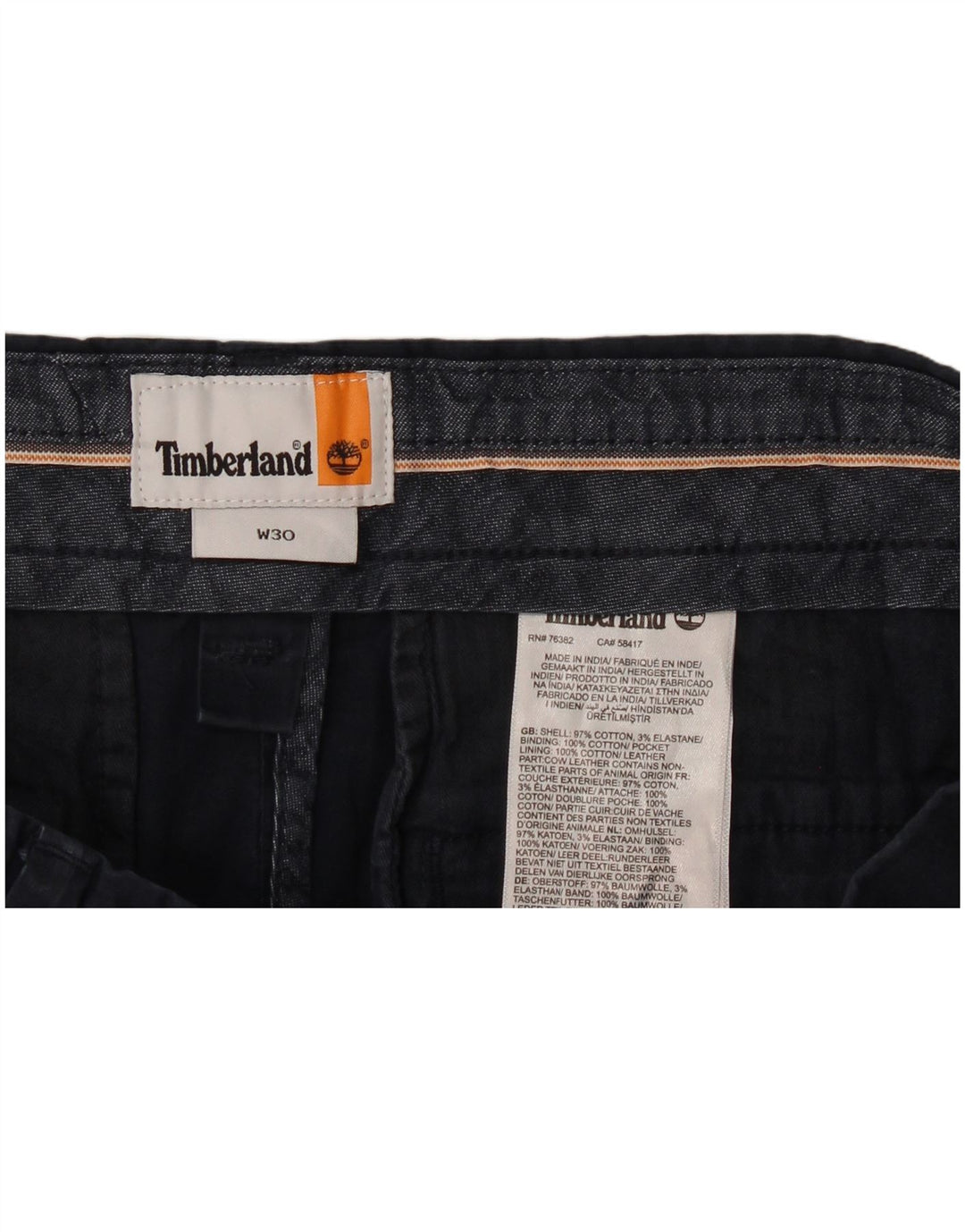 Timberland Herren Chino-Shorts W30 Medium Navy Blue Cotton