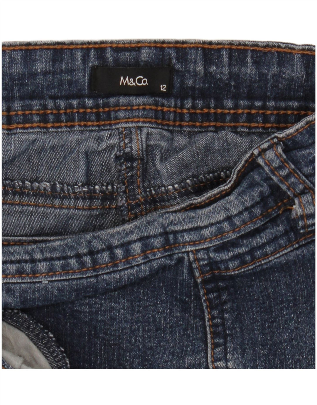 M&Co Damen Denim-Bermudashorts UK 12 Medium W32 Blaue Baumwolle