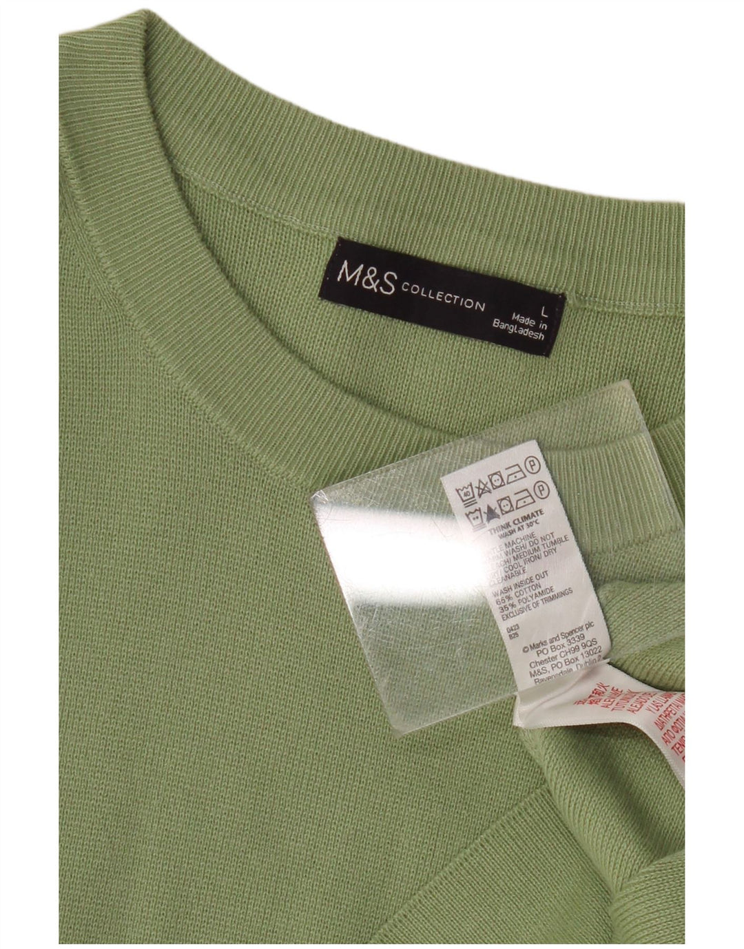 MARKS & SPENCER Damen-Pullover mit Rundhalsausschnitt, Gr. 16, Größe L, Grün, Baumwolle