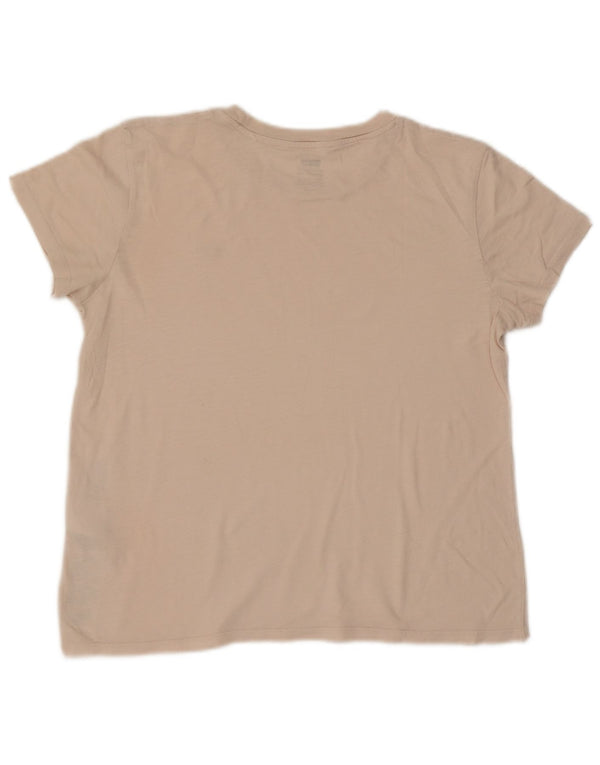 Levi's Damen Perfect Crew T-Shirt Top UK 14 Medium Beige Baumwolle