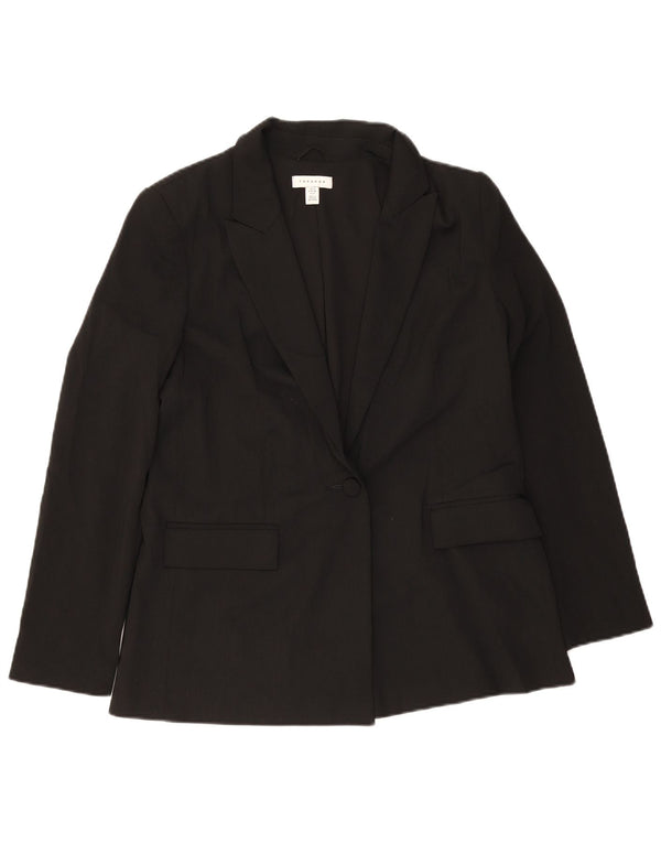 Topshop Damen-Blazerjacke mit 1 Knopf, Gr. 10, Größe S, Schwarz, Polyester