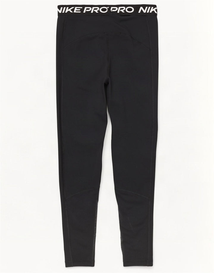 Nike Womens Dri Fit Graphic Crop Leggings UK 12 Mittelschwarzes Polyester