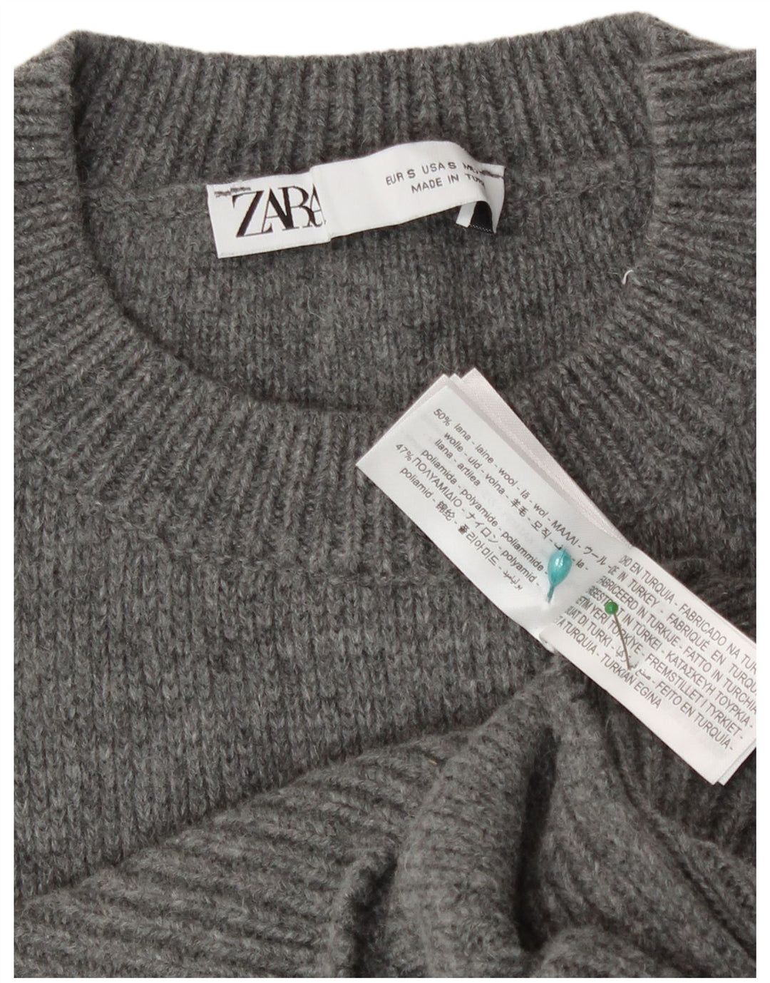 Zara Damen Crop Vest Tank Top UK 10 Small Graue Wolle