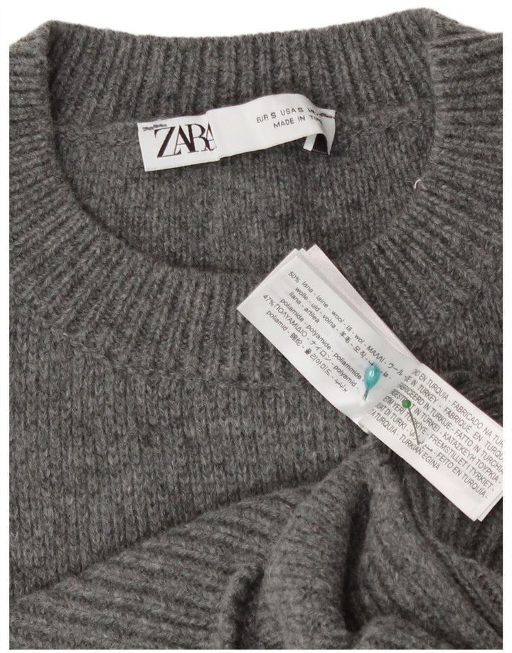 Zara Damen Crop Vest Tank Top UK 10 Small Graue Wolle