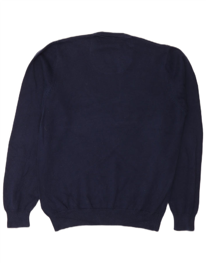 Marks & Spencer Herren-Pullover mit normaler Passform und V-Ausschnitt in mittlerem Marineblau