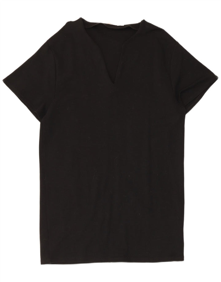 Zara Damen T-Shirt-Kleid UK 14 Medium Schwarz