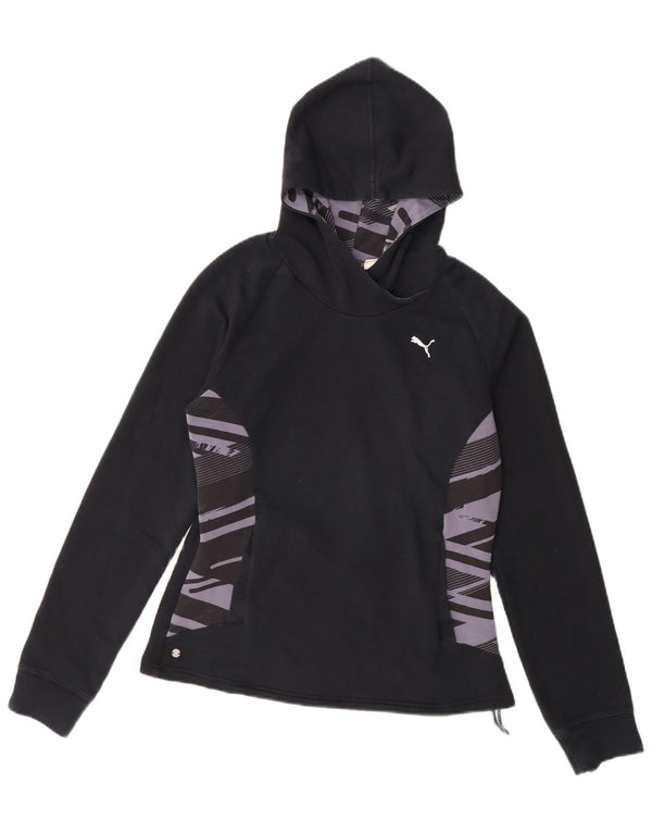 Puma Damen Kapuzenpullover UK 10 Small Schwarz Geometrisch Baumwolle