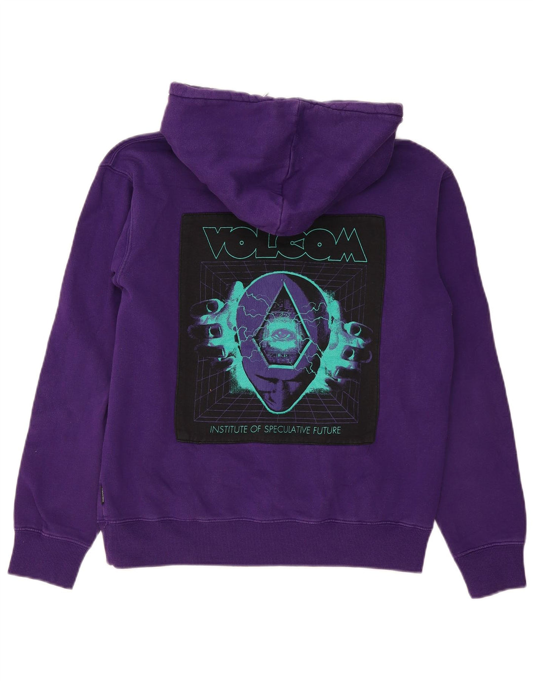 VOLCOM Womens Graphic Oversized Hoodie Pullover UK 10 Small Lila
