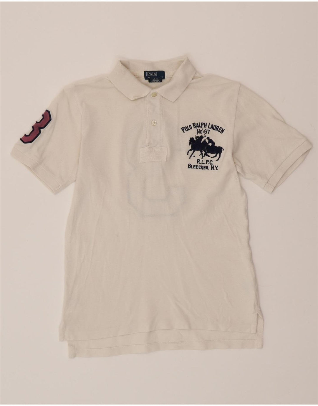 POLO RALPH LAUREN Jungen-Poloshirt mit Grafik, 7–8 Jahre, Größe S, weiße Baumwolle
