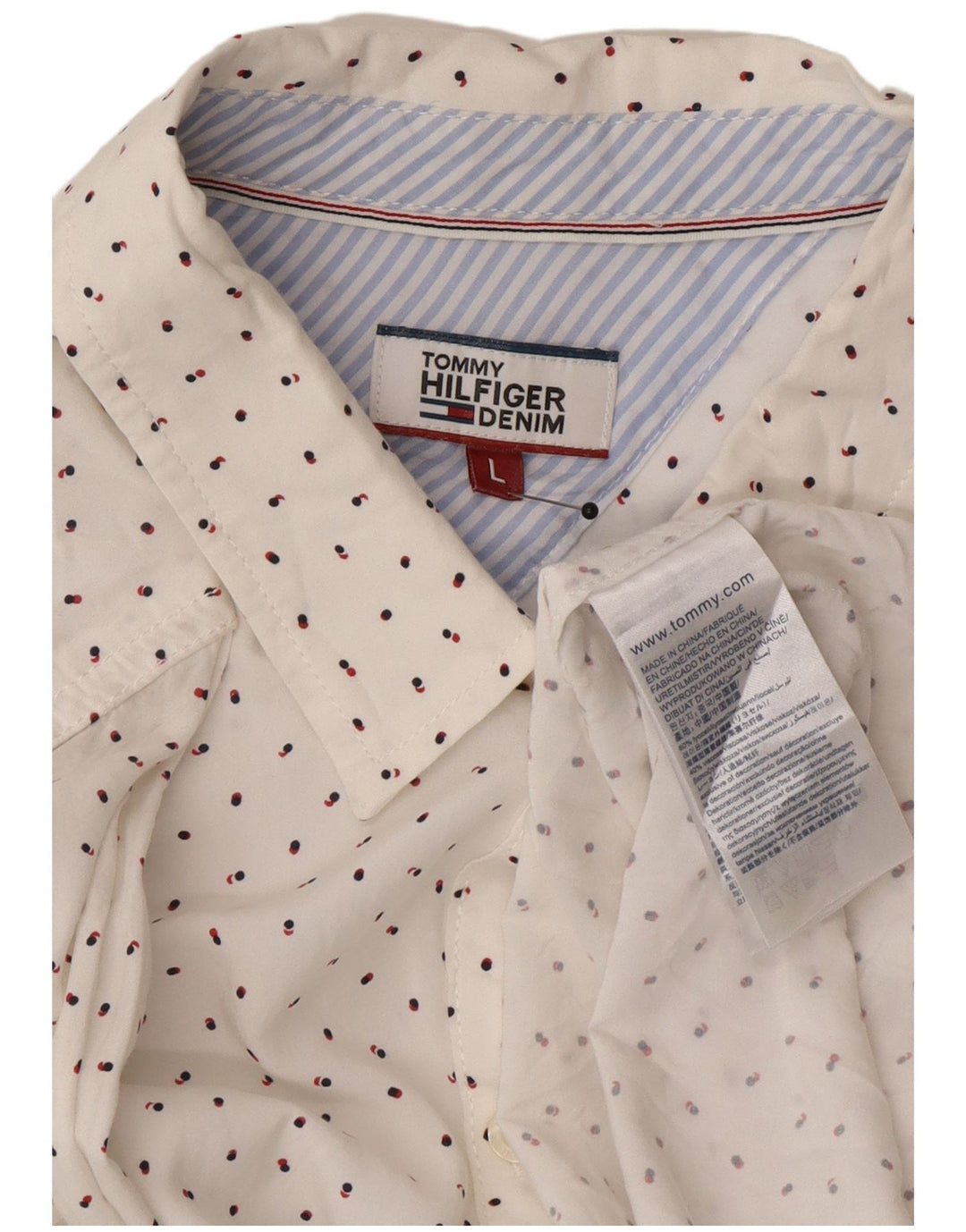 Tommy Hilfiger Damen-Hemd UK 16, groß, weiß geflecktes Lyocell