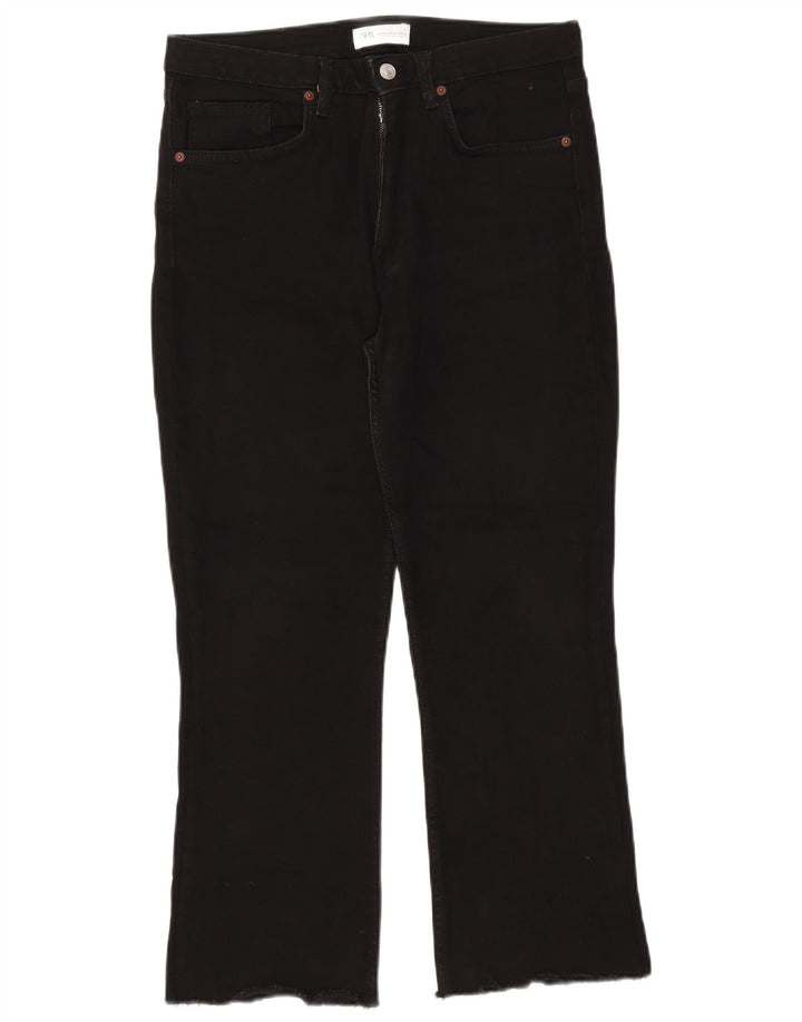 Zara Damen Bootcut-Jeans mit hoher Taille, EU 40, Mittel W30 L26, Schwarz