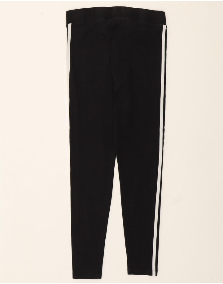 ADIDAS Womens Leggings UK 12 Medium Black Cotton