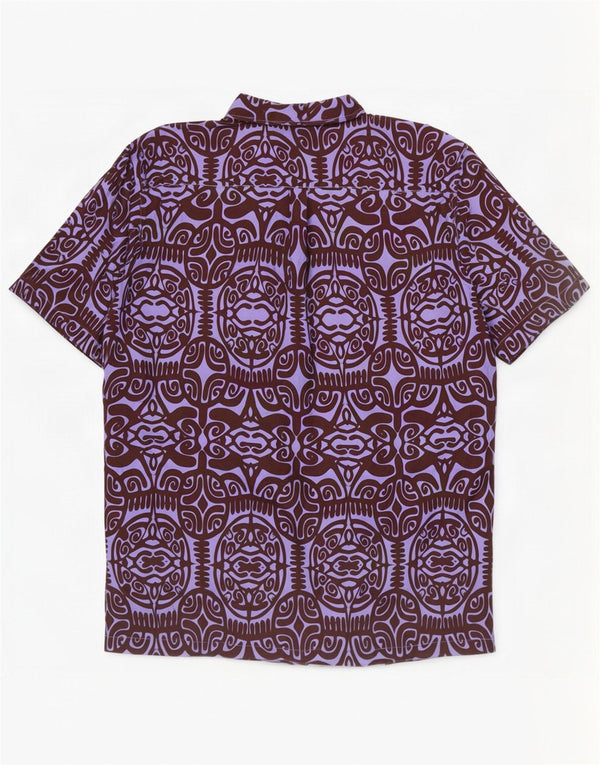 Tribal Origin Herren-Hemd mit abstraktem Muster, kurzärmelig, 2XL, Lila, Baumwolle