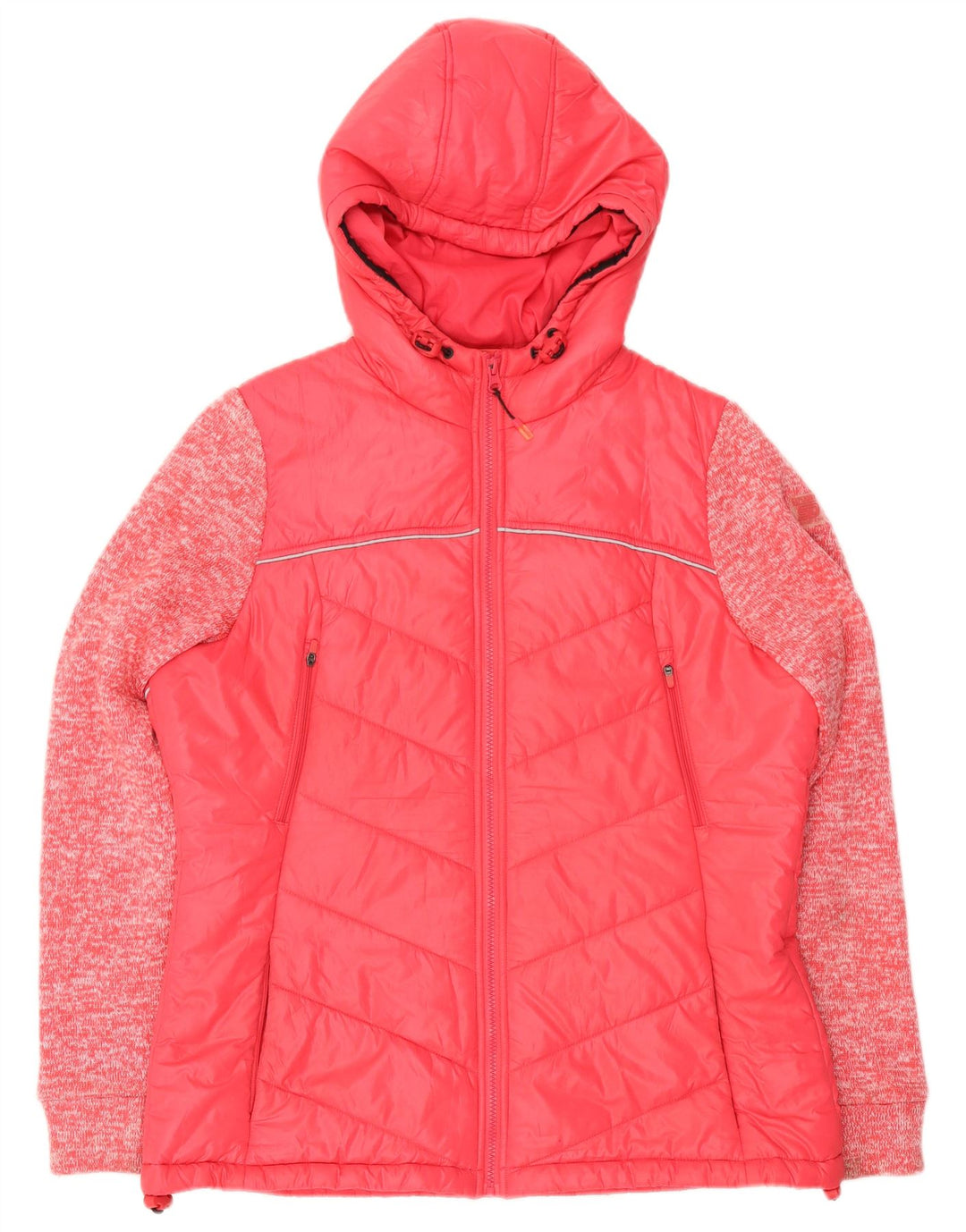 Superdry Wattierte Damenjacke mit Kapuze, UK 16, groß, rosa geflecktes Polyester