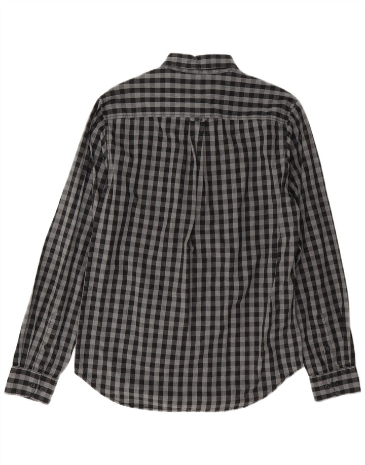 Superdry Herren-Osaka-Hemd aus mittelgrauer Gingham-Baumwolle