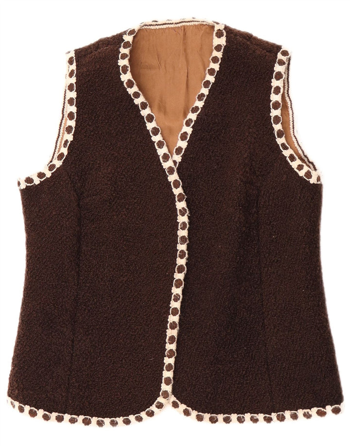 Vintage Damen Weste UK 14 Mittelbraun