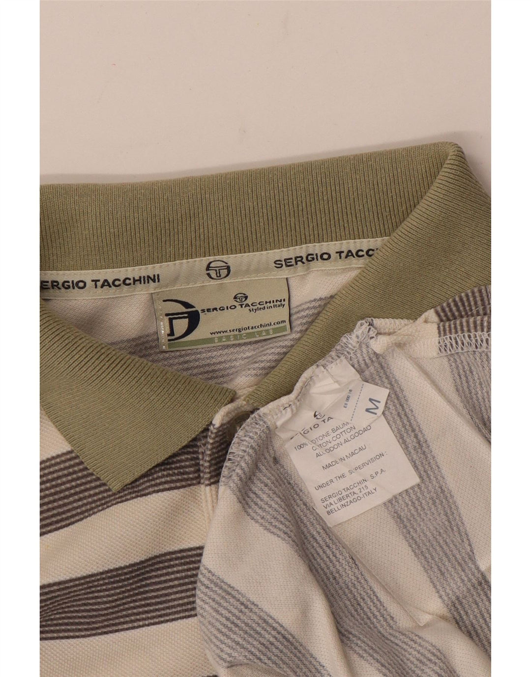 Sergio Tacchini Herren-Poloshirt aus mittelgrauer, gestreifter Baumwolle