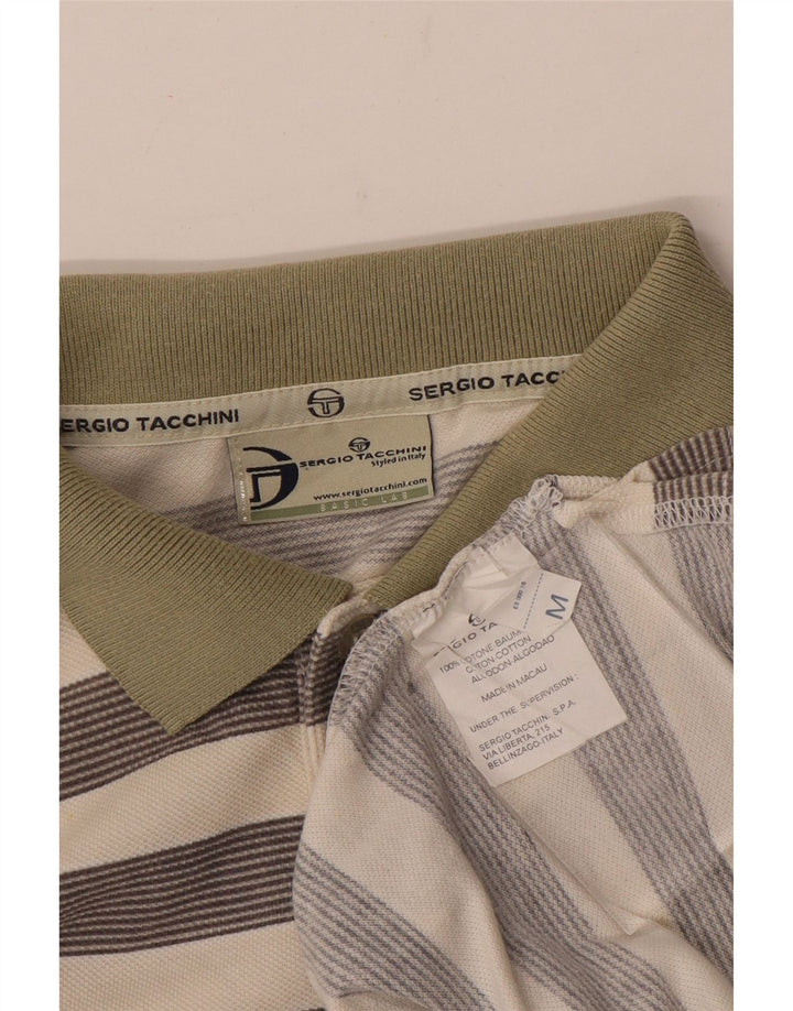 Sergio Tacchini Herren-Poloshirt aus mittelgrauer, gestreifter Baumwolle
