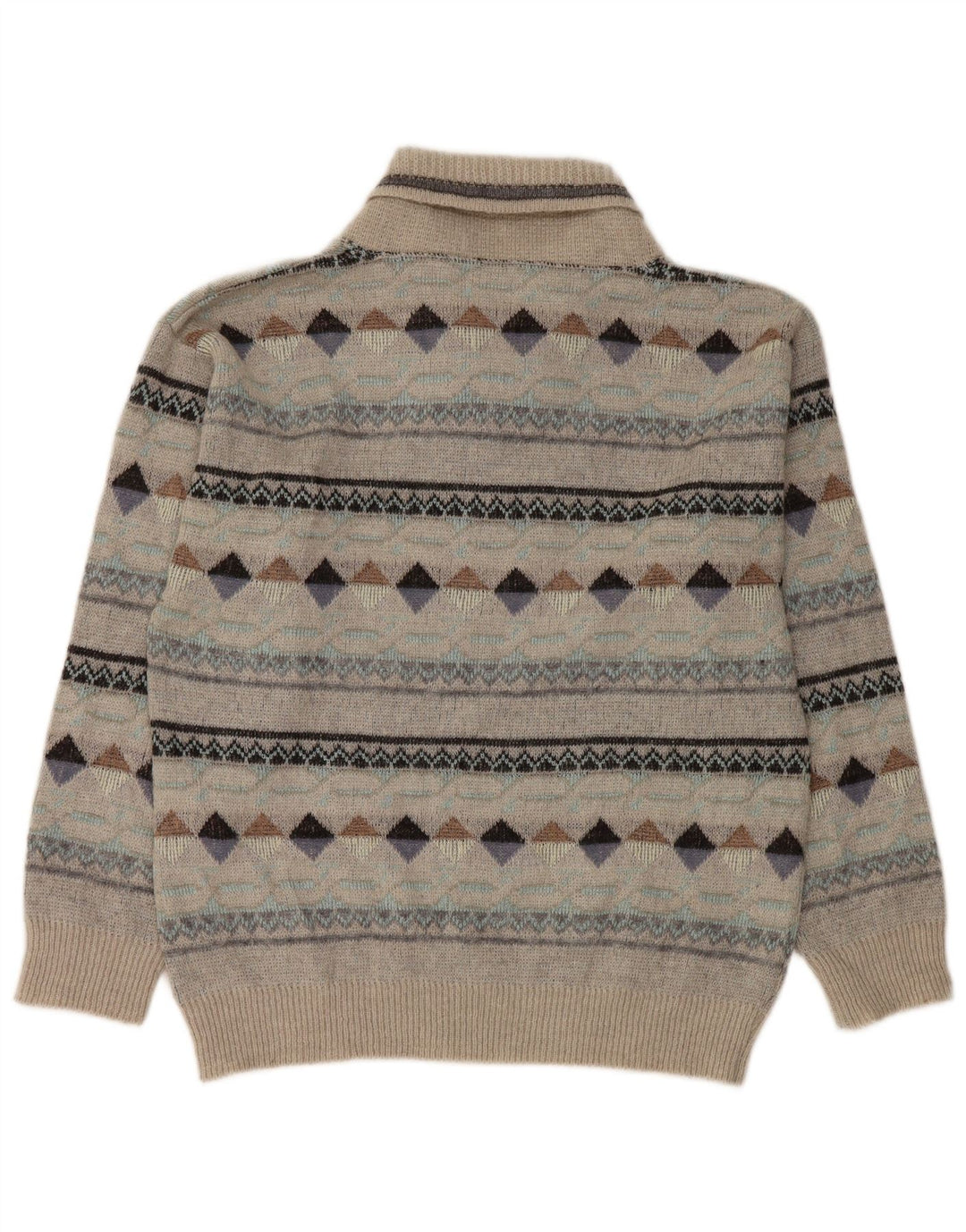 Vintage Herren Schalhalspullover Pullover IT 50 Mittelgrau Argyle/Diamant
