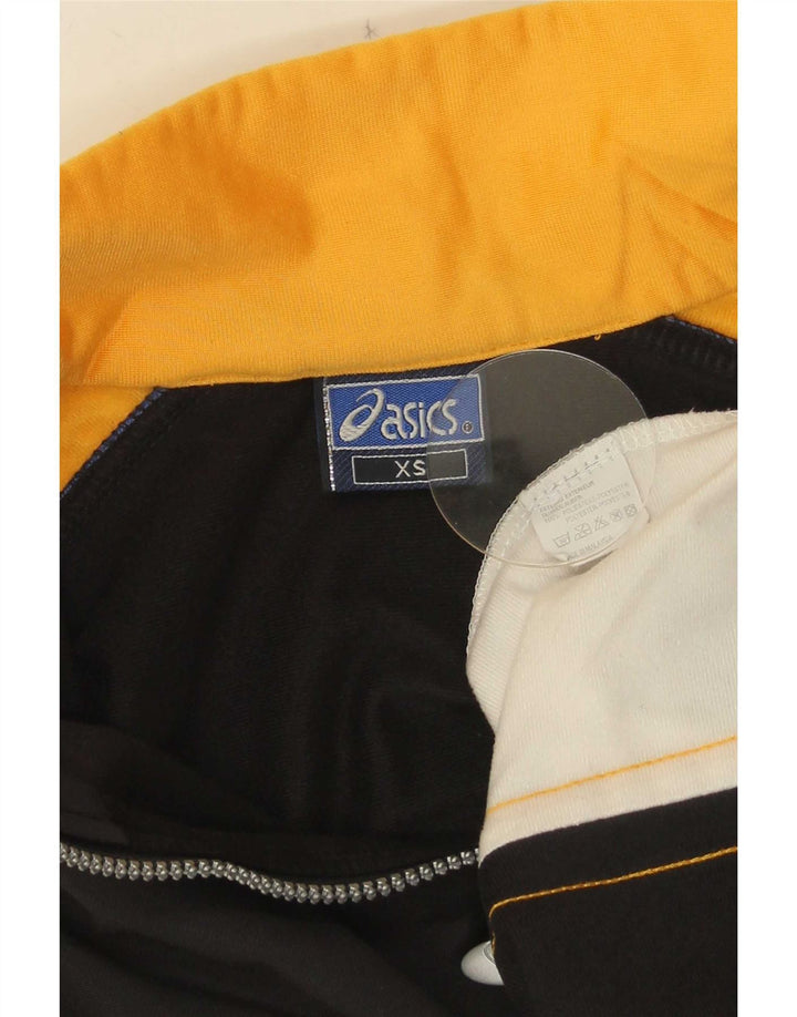 Asics Herren-Trainingsanzug mit grafischem Oberteil, XS, schwarzes Farbblock-Polyester